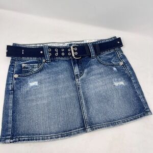 So Wear It Declare It Denim Stretch Mini Skirt With Belt Size 7 NWT